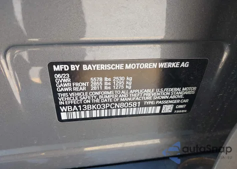 2023 BMW M550 I xDrive from USA, damaged, VIN WBA13BK03PCN80581